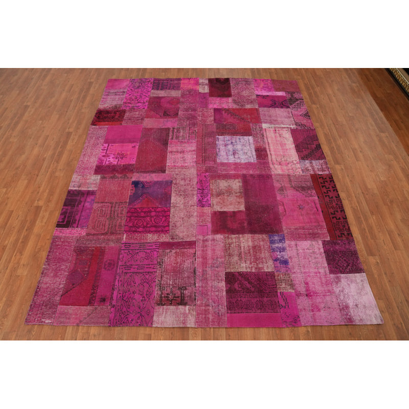 Tapis géométrique en laine patiné 8 x 10