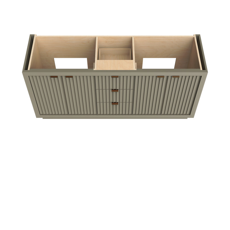 Lecrieú Double Bath Vanity, French Olive, 72", Champagne Bronze