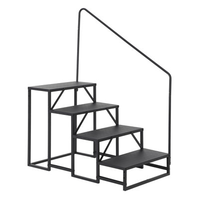 Escalier de VR portatif en acier au carbone à 4 marches avec rampe, antidérapant, capacité de charge de 300 kg, rangement facile pour VR, piscine, spa, sans danger pour les personnes âgées, les enfants et les animaux domestiques.