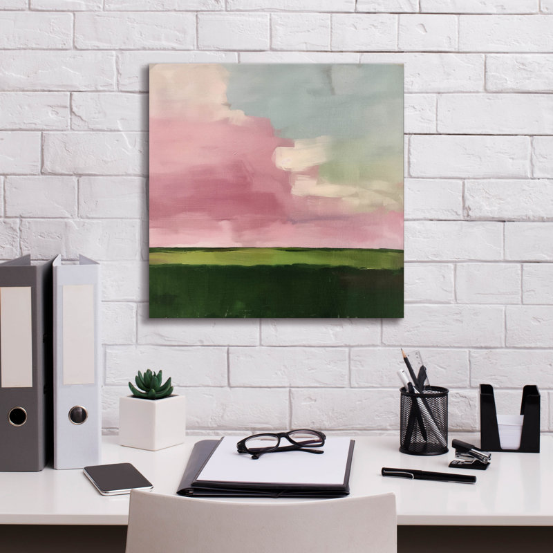 «Pink Fields At Sunrise» par Svetlana Aleynikova, art mural sur toile, H 18 po x l 18 po