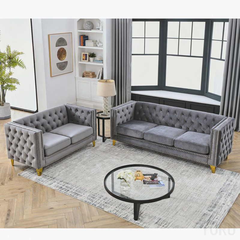 Canapé combiné (3 + 2) - Velours gris