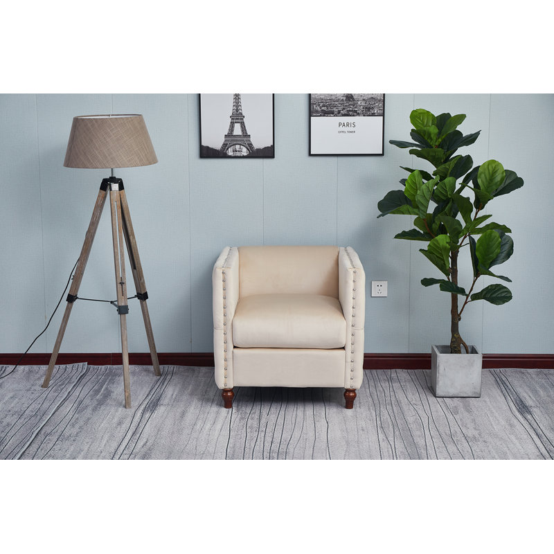 Memphis Velvet Armchair, Beige Velvet