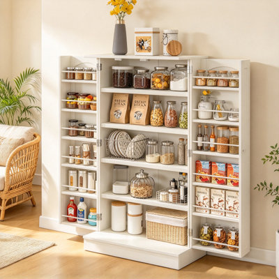 Armoire de cuisine avec 12 étagères à épices, 2 tablettes réglables et 2 portes