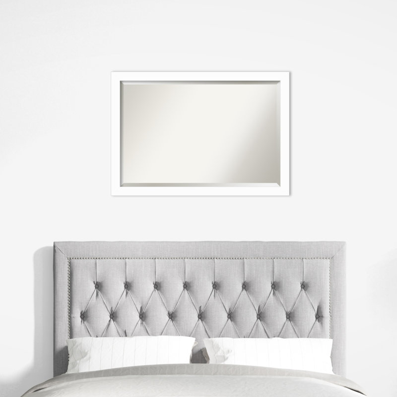 Miroir mural en bois Jimma, Blanc, 27,5 po x 39,5 po
