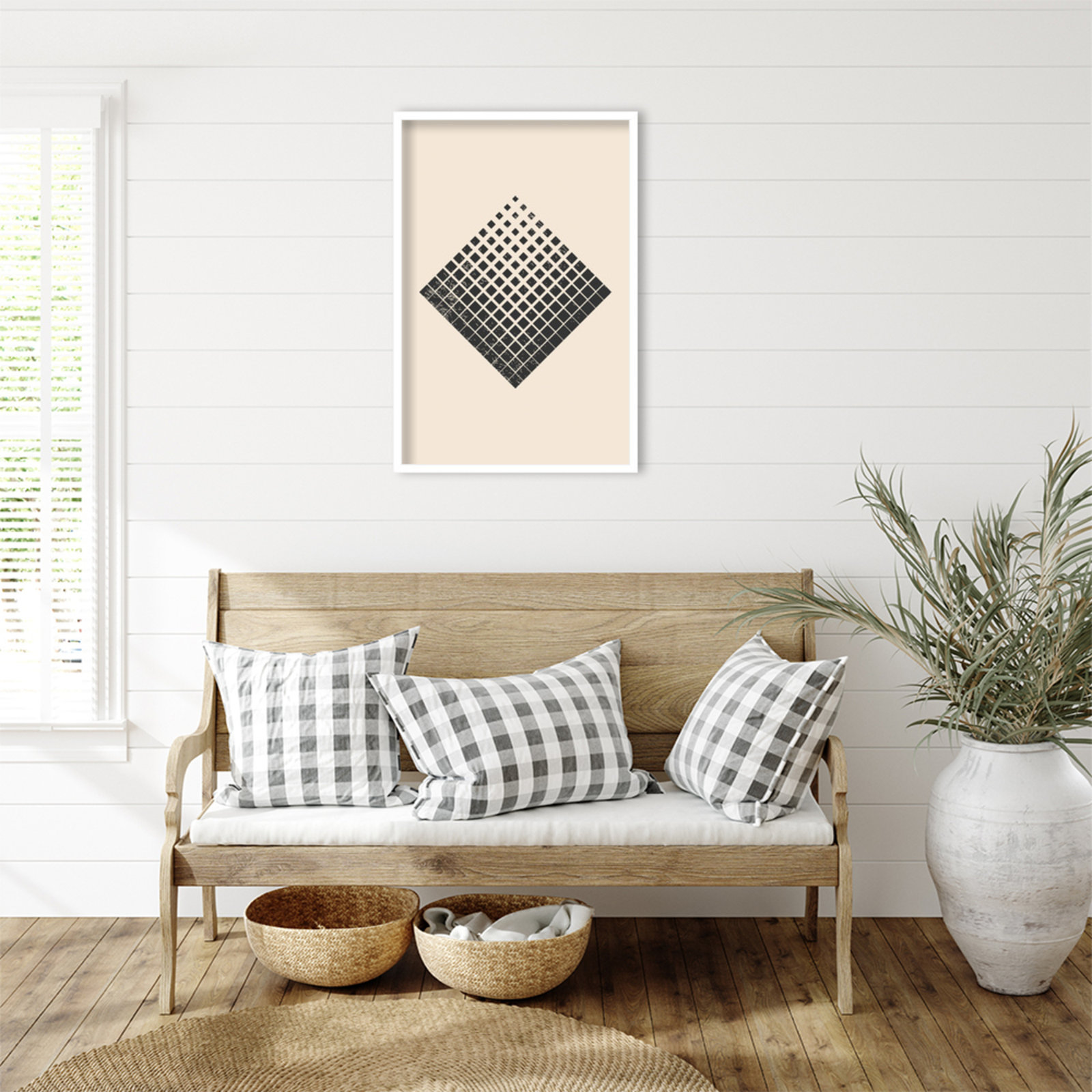 Minimal Halftone Shapes No. 3 Print, White, 33" H x 23" W x 1" D