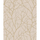 Trees Silhouette Floral Metallic Wallpaper Roll