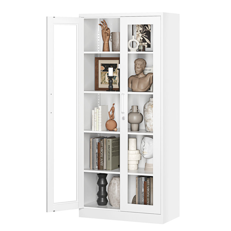 Kizzi 31.5'' Wide 5 - Shelf Metal Storage Cabinets, White