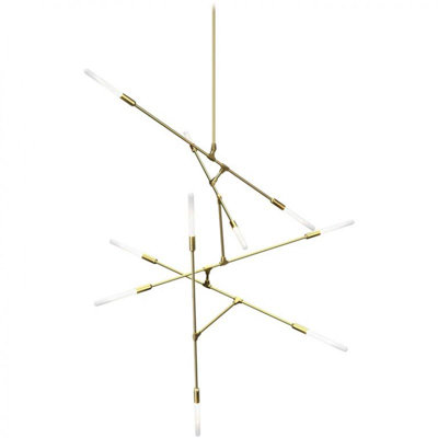 Lustre suspendu en verre soufflé à la main à lumière variable en aluminium Deshazior