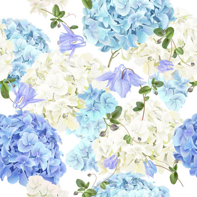 " Hydrangea Blue Pattern " Painting Print