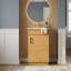 Ensemble de meuble-lavabo sur pied 20 po avec lavabo en céramique, ensemble de meuble-lavabo simple autoportant avec porte à fermeture douce, tablette réglable, style maison de campagne, bois naturel.
