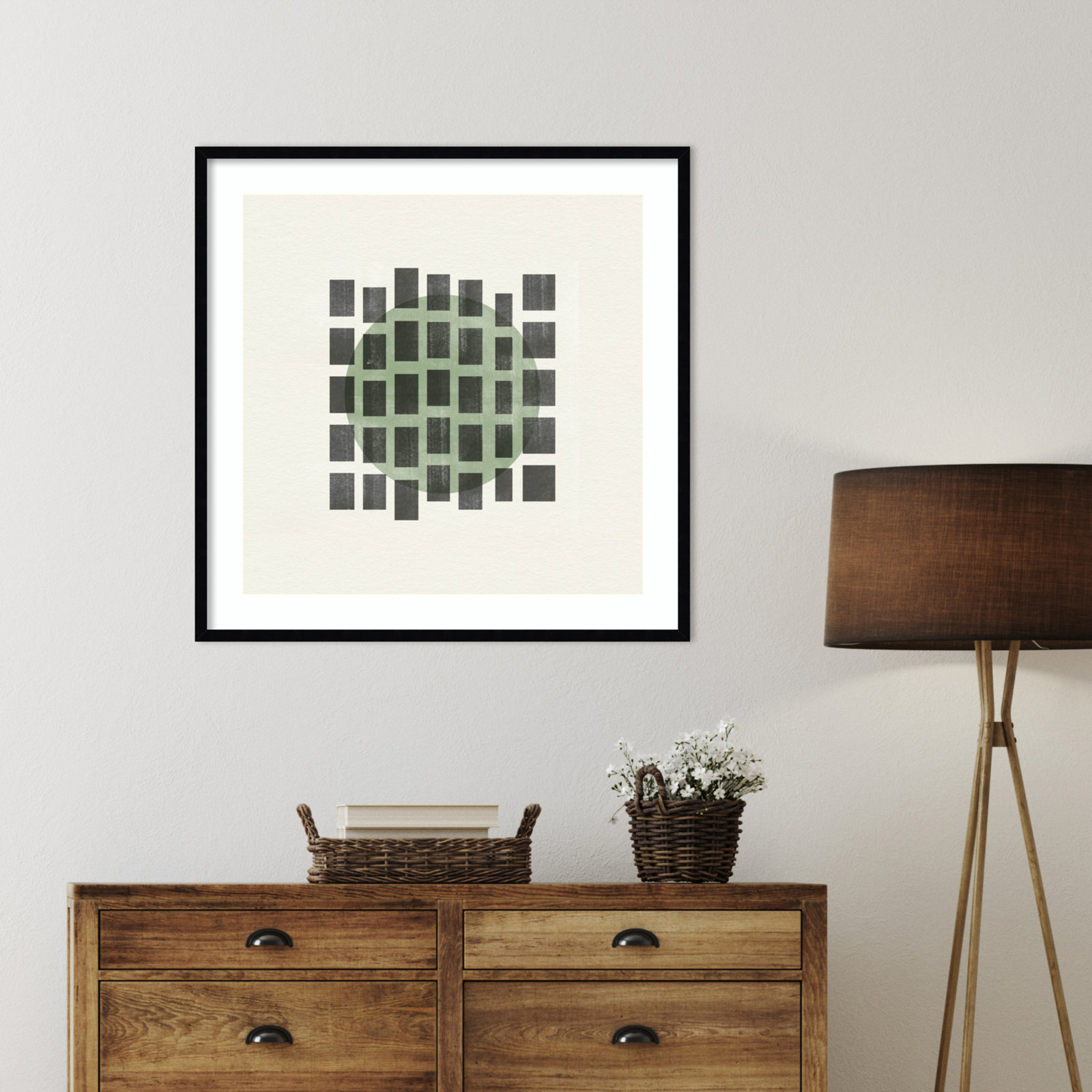 Leia "Minimalist Japandi 01" Print, Black, 33" H x 33" W