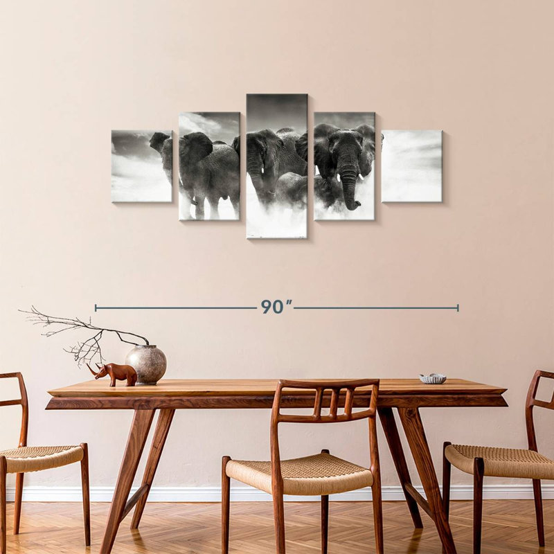 Brampt Etosha Park Elephants, 36" H x 80" W