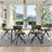 Modern Fabric Upholstered Solid Metal Dining Chairs-1580492433