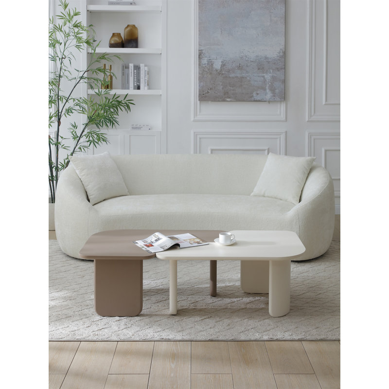 Ensemble de tables basses 2 pièces, Kaki / Blanc
