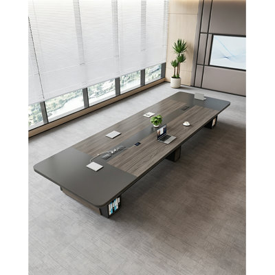 Table de conférence à deux tons avec compartiments de rangement latéraux