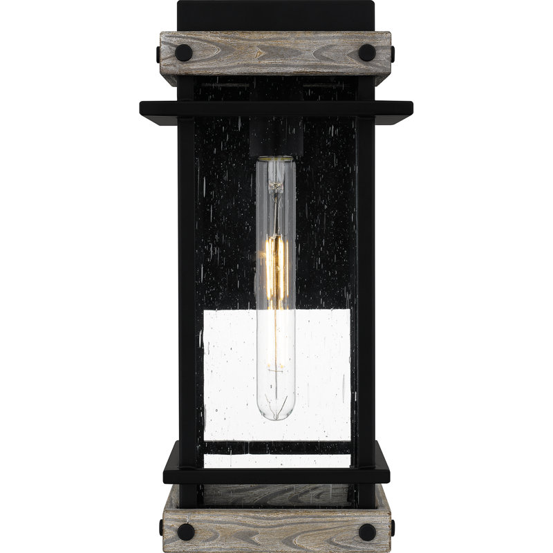 Strader 1-Light Matte Black Outdoor Wall Lantern, 15.5" H x 7.5" W x 8.5" D
