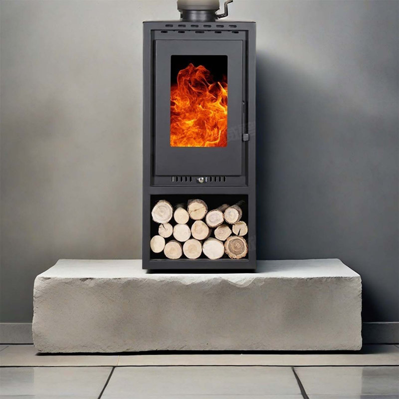 Vertical thickened cast iron heating fireplace