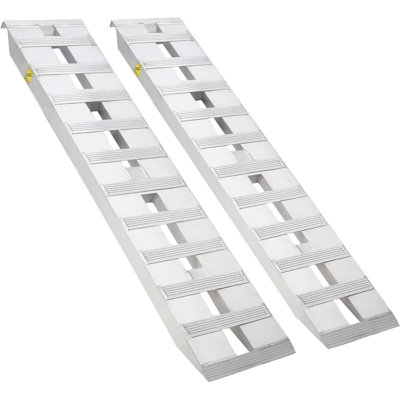 Heavy Duty 94x15 Inch Aluminum Trailer Ramps with 6000 Lbs Capacity Universal Alu Loading Ramp with Top Hook Attaching End for Truck Auto Tractor Motorcycle Lawn Mower