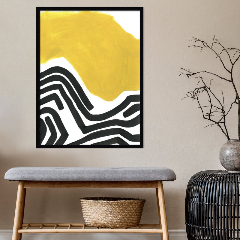 Color Block Maze I par June Erica Vess - peinture encadrée, Noir, H 33 po x l 25 po x P 1 po