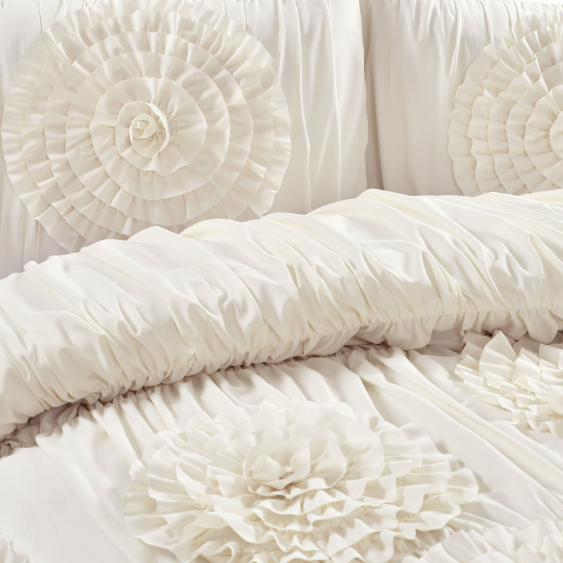 Serena Microfiber Traditional Comforter Set, Ivory, Queen Comforter + 2 Standard Shams