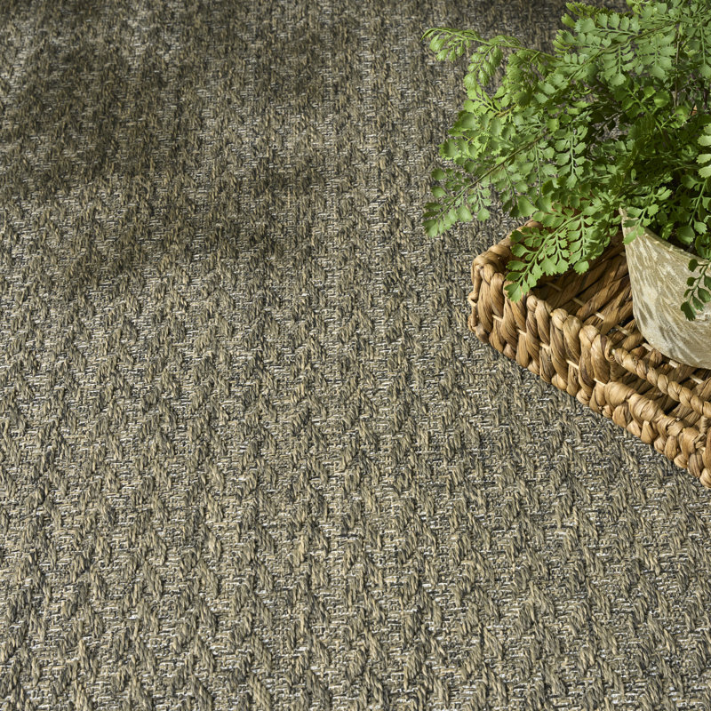 Cantara Chevron Indoor/Outdoor Area Rug, Rectangle 4' x 6', Green/Olive