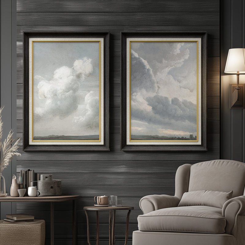 Ensemble de 2 œuvres d'art encadrées de qualité supérieure sur toile de qualité supérieure avec cadre de 26 po x 36 po, Noir