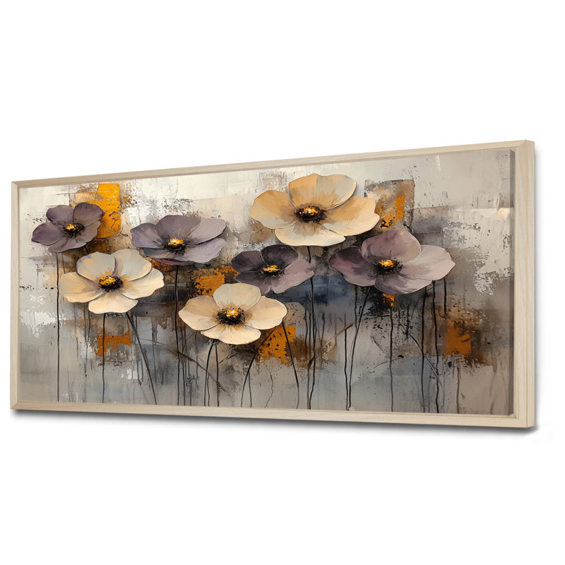 Imronbek Golden Zinnias fleurs sauvage beauté dépliée V - Zinnias Wall Art Decor, H 28 po x l 60 po, Crème, crème