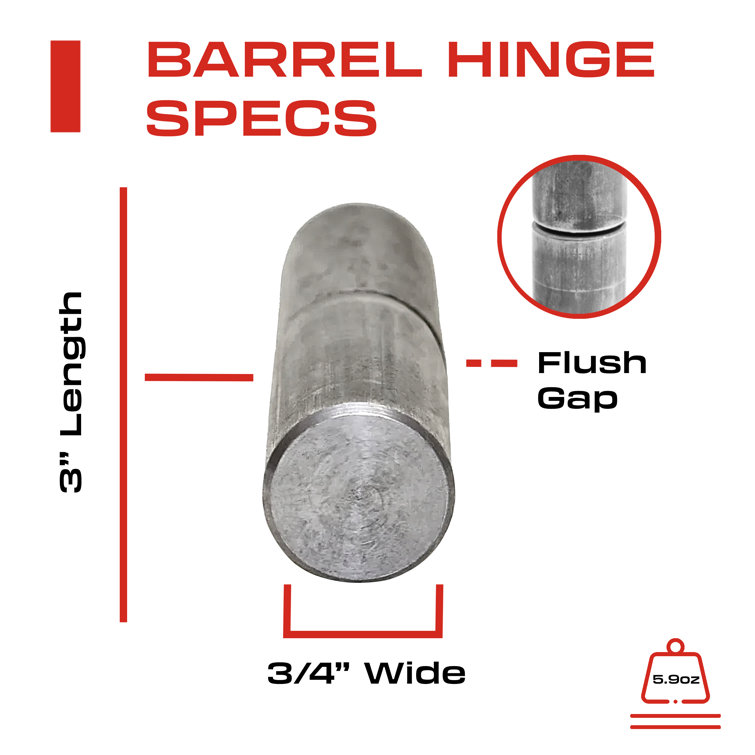 Sidco Supply 3 Inch Weldable Barrel Hinges 3 Inch x 3/4 Inch Weld On ...