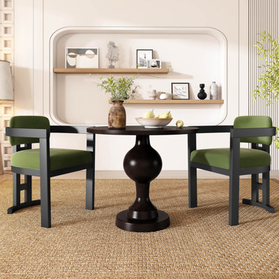 Fette 3-Piece Metal & Fabric Upholstered Dining Set