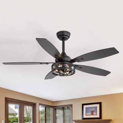 Ventilateur de plafond 48 "en cristal avec lumières, télécommande et moteur silencieux, ventilateur de lustre moderne pour la salle à manger / salon de la chambre à coucher