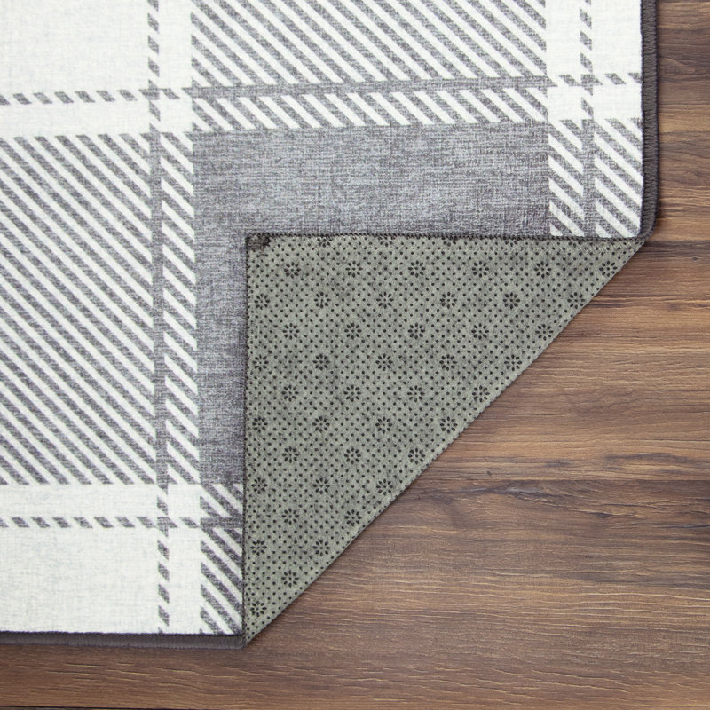 Tapis lavable à carreaux brun / ivoire Buffalo, Rectangle 5 pi x 7 pi