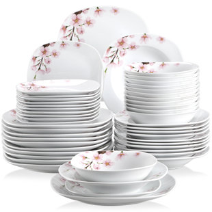 MALACASA Dish Set for 12, Gray White Plates and Bowls Sets, 36