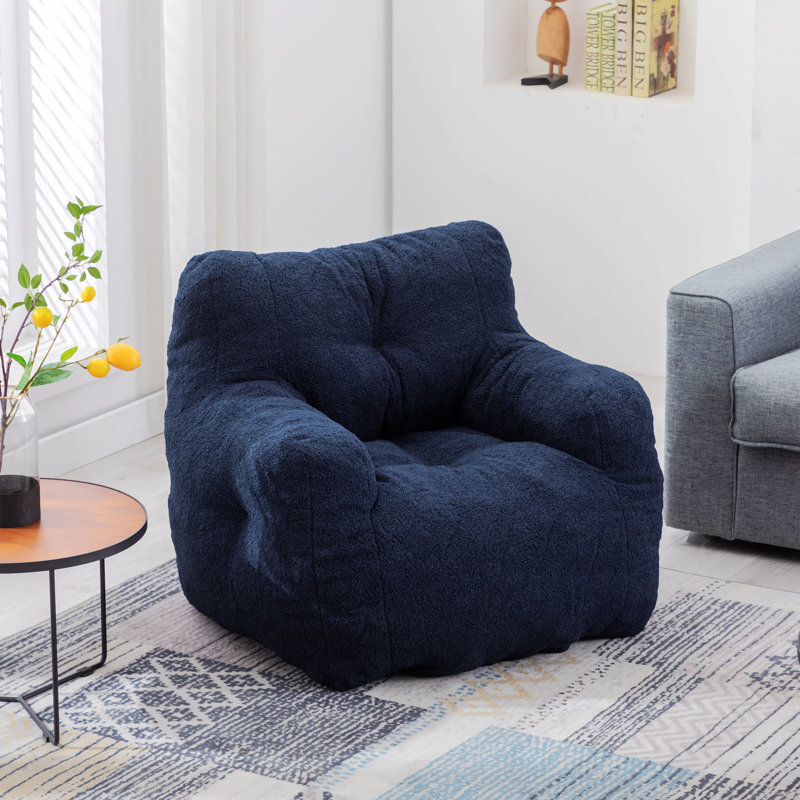 Fauteuil à billes 39,37 po Almon, Dark Blue Teddy Fabric