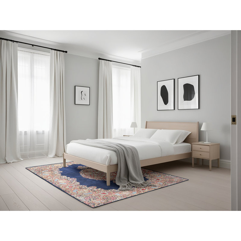 Tapis bleu/rouge traditionnel Dellbrook, Rectangle 5 pi x 7 pi
