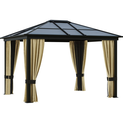 10X12 Gazebo With Polycarbonate Roof & Aluminum Frame, Fine For Garden, Lawn Roof, Frame Patio Delight