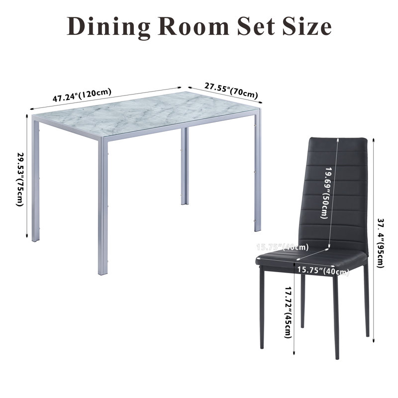 Precita 4 - Person Four Leg Base Dining Set, Black