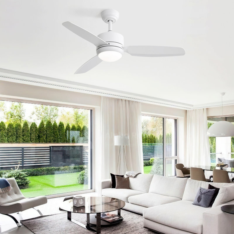 Ventilateur de plafond de 46 pouces avec lumières 3 pales en ABS, commande à 6 vitesses du moteur à courant continu pour la chambre à coucher