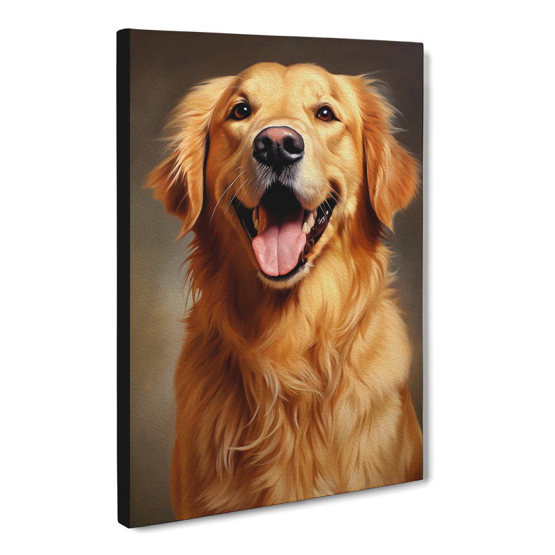 Golden Retriever Realism Art - Wrapped Canvas, 60cm H x 40cm W x 3cm D