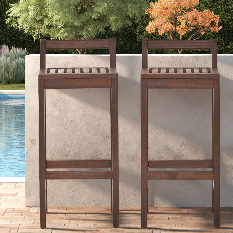 Tabourets de bar durables en bois d'acacia, conception moderne pour l'extérieur