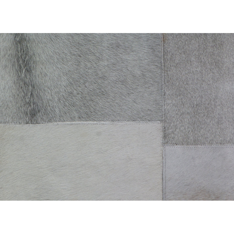 Natural Hide Cowhide Geometric Area Rug, Rectangle 5' x 8'