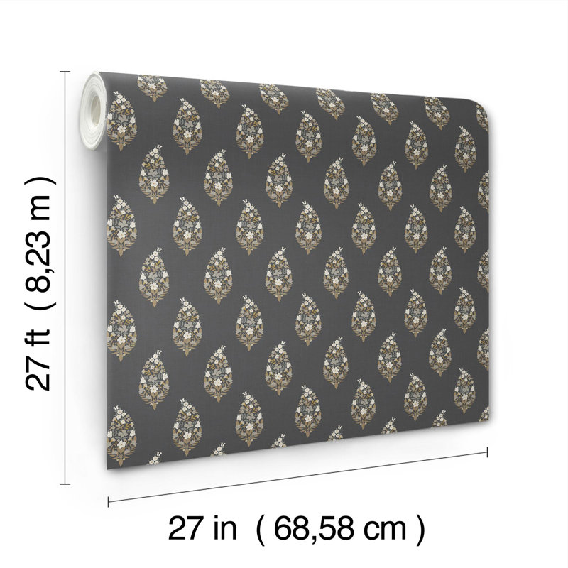Papier peint motif cachemire, Noir
