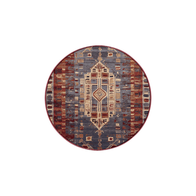 Tapis brun soyeux et moelleux, Rond 3 pi