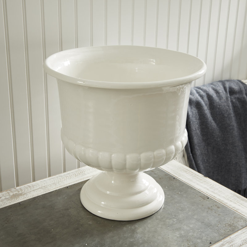 Bol décoratif en céramique blanc Toile, H 15 po x l 11 po x P 11 po