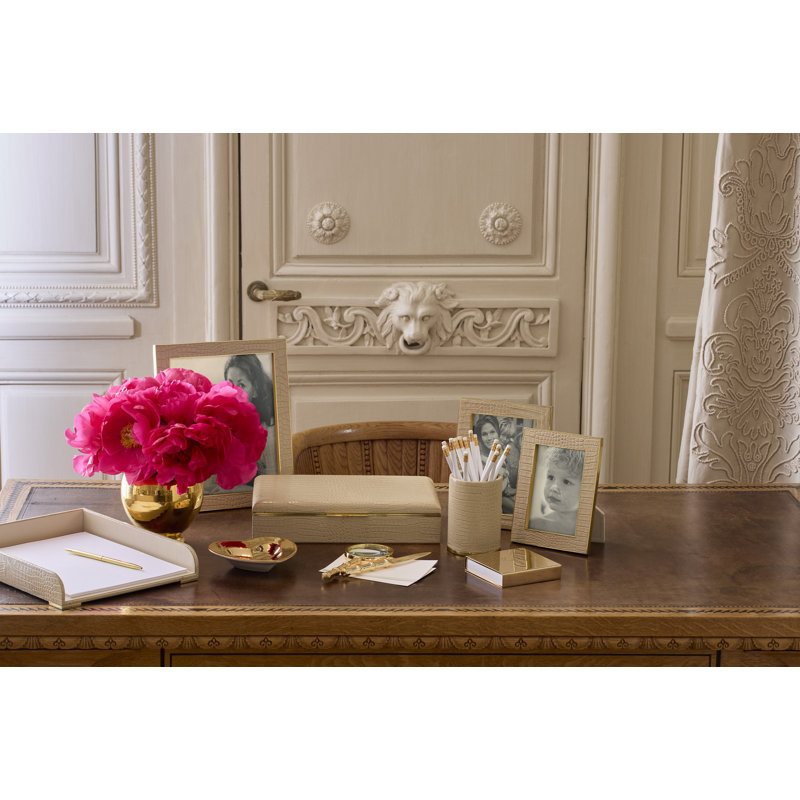 Classic Croc Leather Paper Tray, Fawn, Fawn