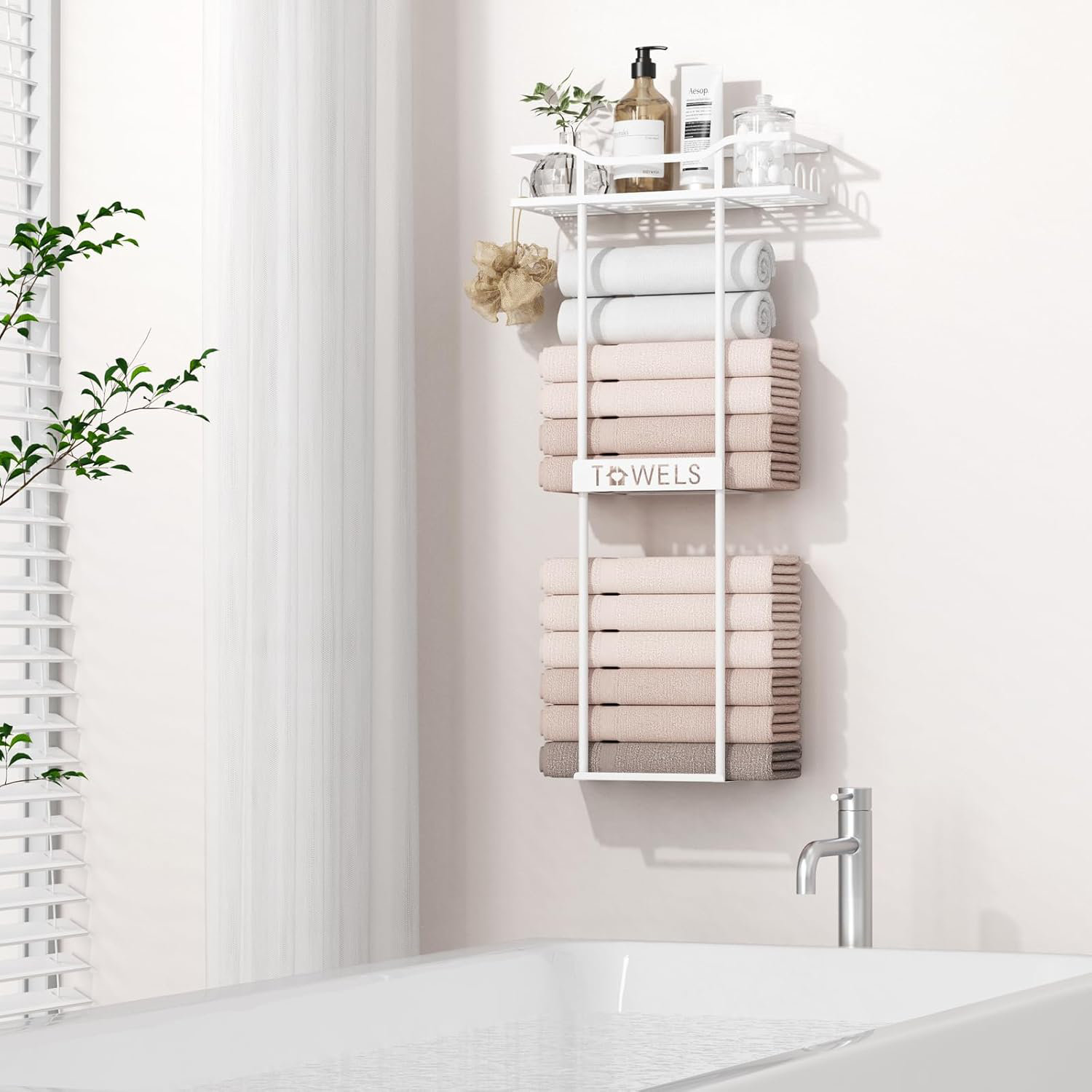 GRIJOL Large Towel Racks For Bathroom 31IN Wall Mounted Towel Storage ...