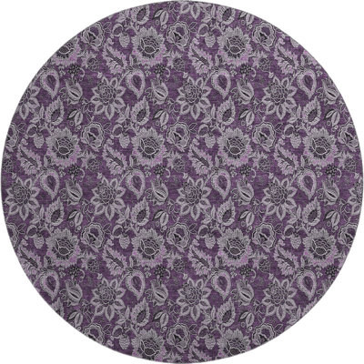 Premium Machine Washable Adamski Eggplant Rug
