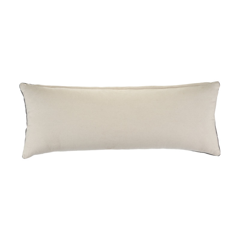 Frost Gray and Cream Geometric Organic Cotton Pillow Cover 14" x 36"