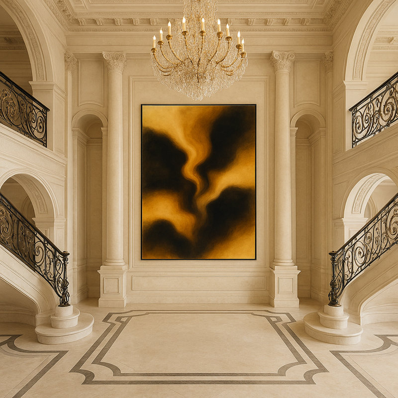 Gilded Ascension Framed Canvas Wall Art by Kasian Art Studio - White Frame, White
