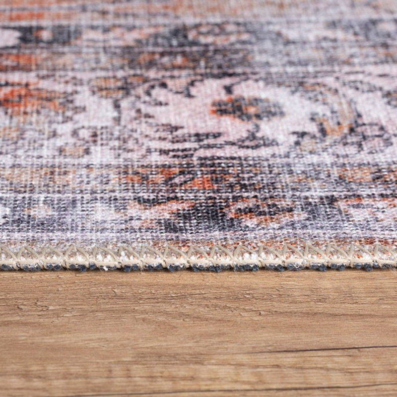 Tapis beige / brun / rouille en polyester tissé à la machine Goss, Rectangle 2 pi 6 po x 4 pi 11 po