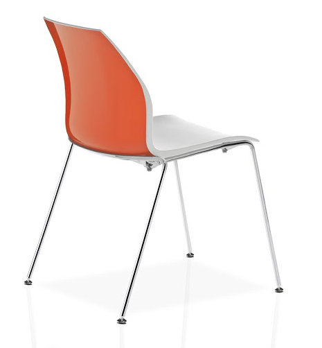 Chaise d'invité à 4 pieds Vortex, Orange / Blanc